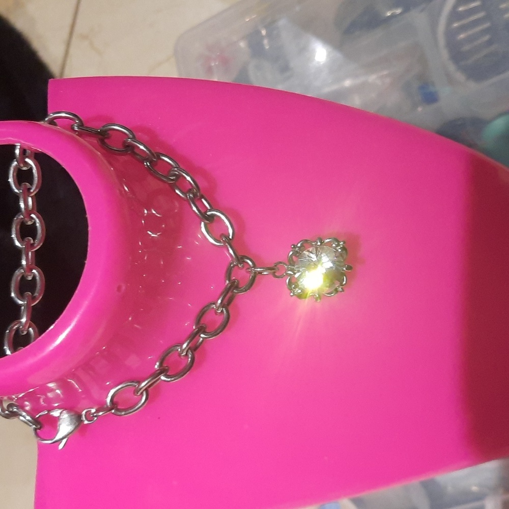 SOLID STAINLESS STEEL CZ HUGE DIAMONELLE CHARM BRACELET Any Length up to 7.5"